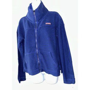 Vineyard Vines Sz SMALL L/S Tonal Striped Full Zip Shep Shirt Blue Cotton *VGUC